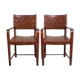 Set of 2 Schuitema design shaker chairs with seat and back in woven leather