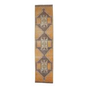 Vintage Turkish Oushak Handmade Wool Cotton Orange Runner Rug 95x375