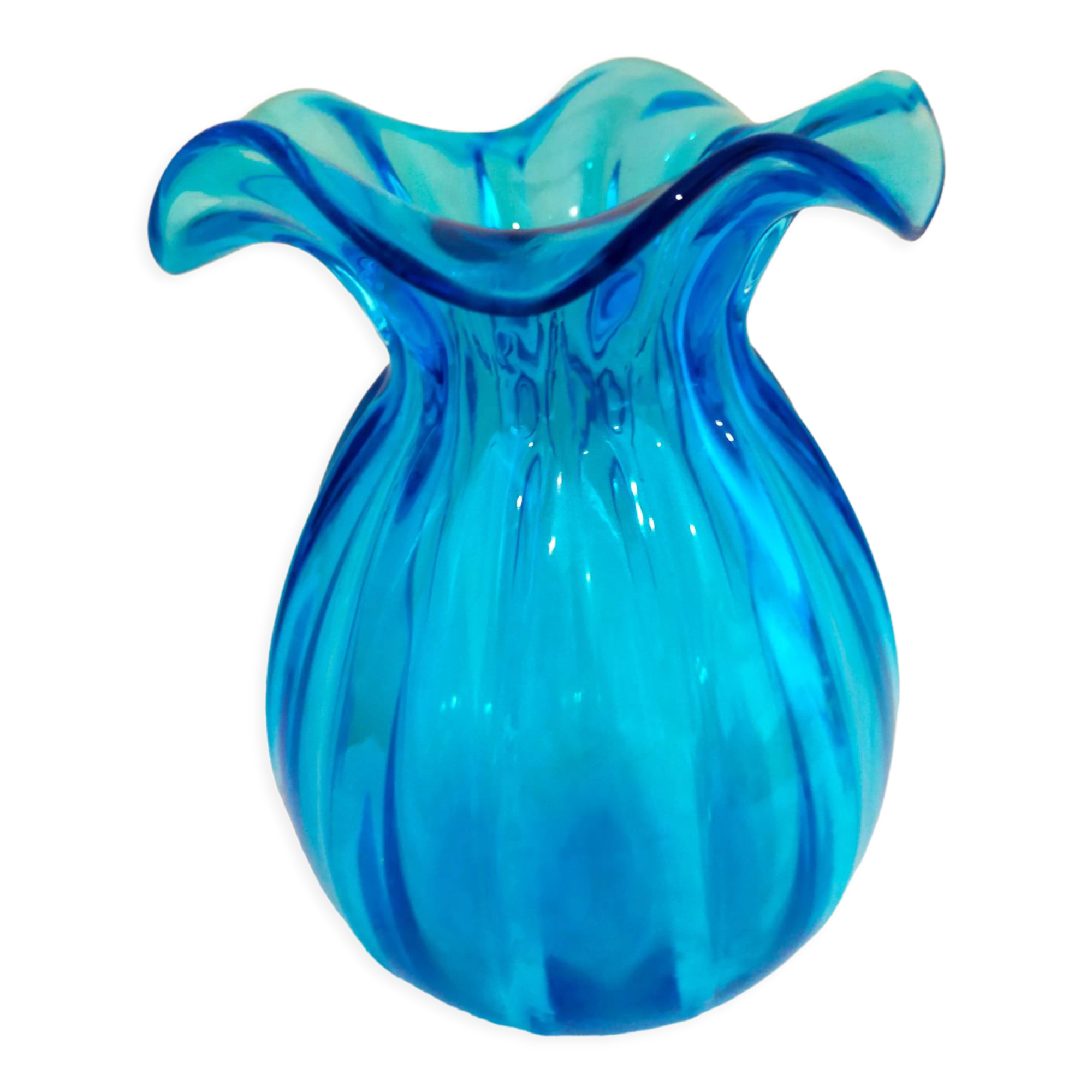 Blue blown glass vase