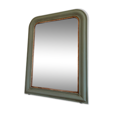 Large antique French Louis Philippe mirror – green and gold, late 19th century