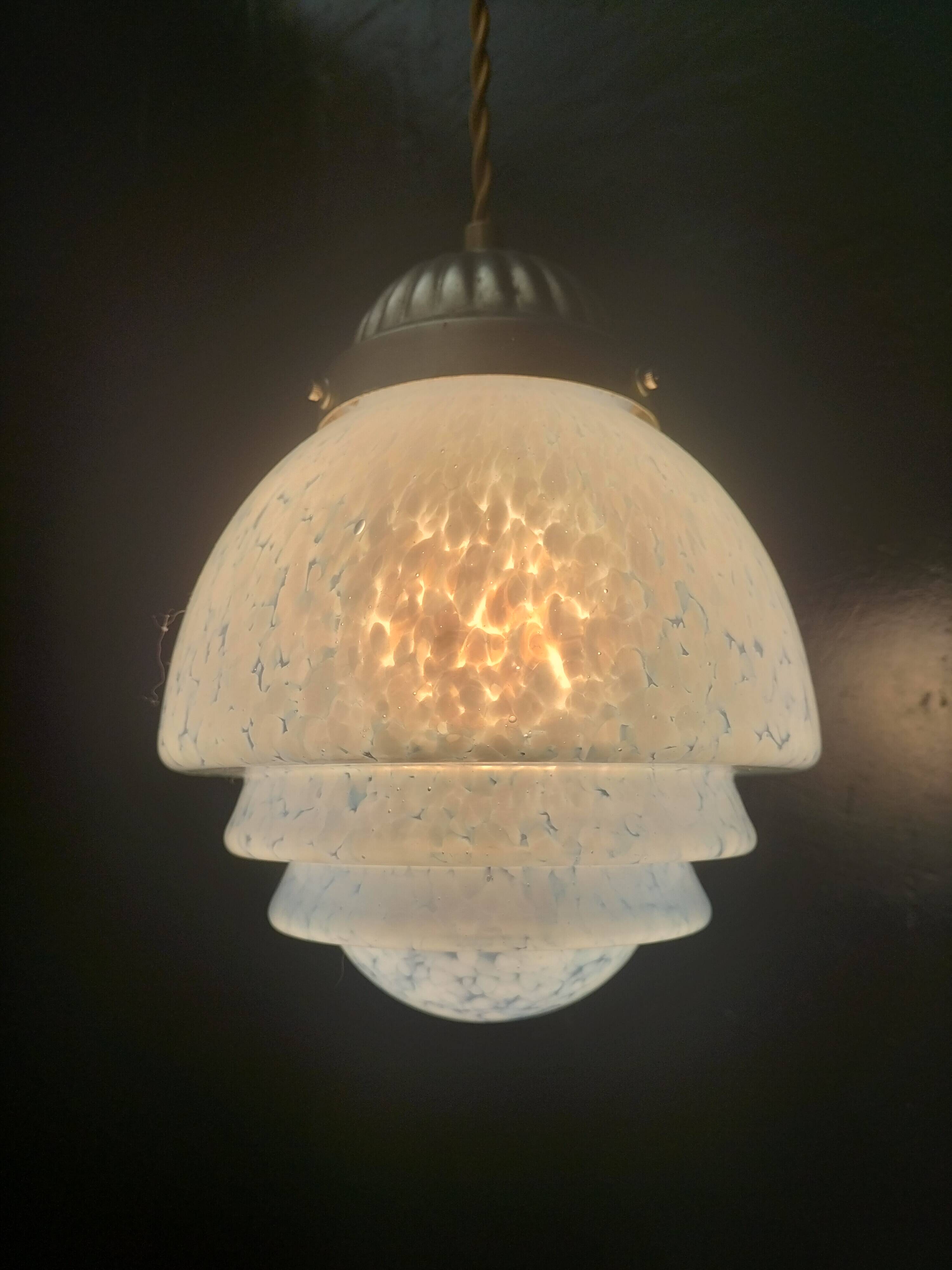 Speckled blue opaline pendant light