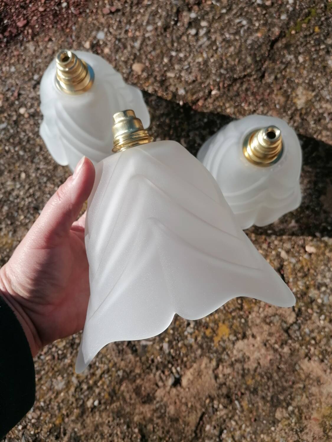 Set of 3 Art Deco tulip hanging lamps