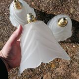 Set of 3 Art Deco tulip hanging lamps