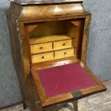 Louis XV secretary in marquetry – Gallant scene – Gilded bronze