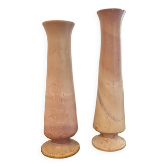 Pair of pink stone vases