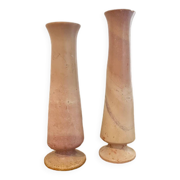 Pair of pink stone vases