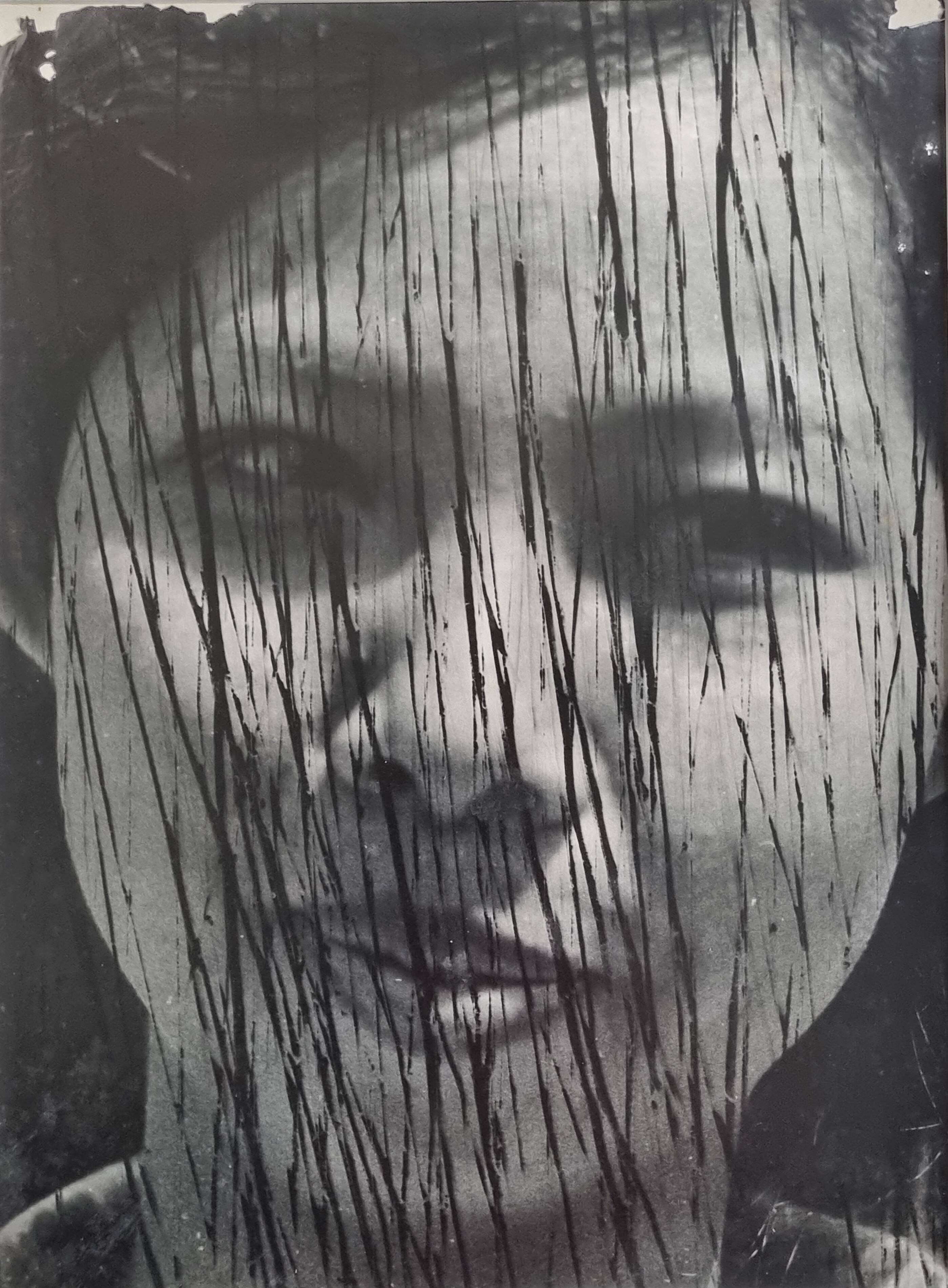 Vintage black and white photography, portrait, original framed print 42x52 cm.