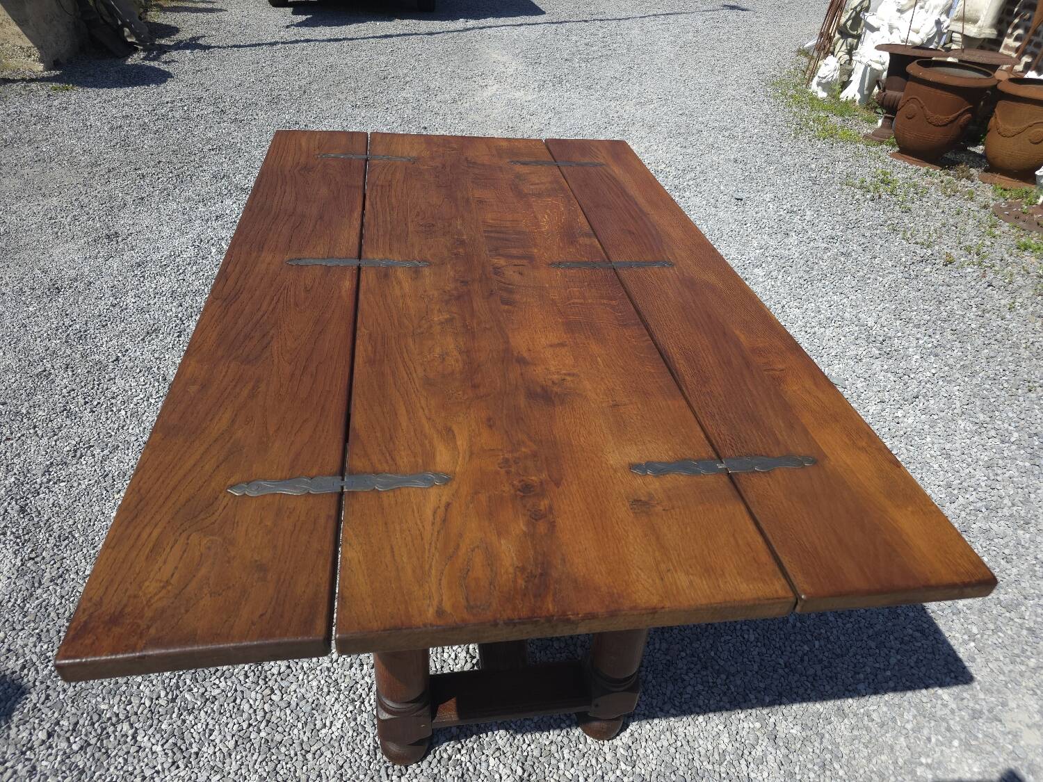 Table de ferme en chêne avec abattants