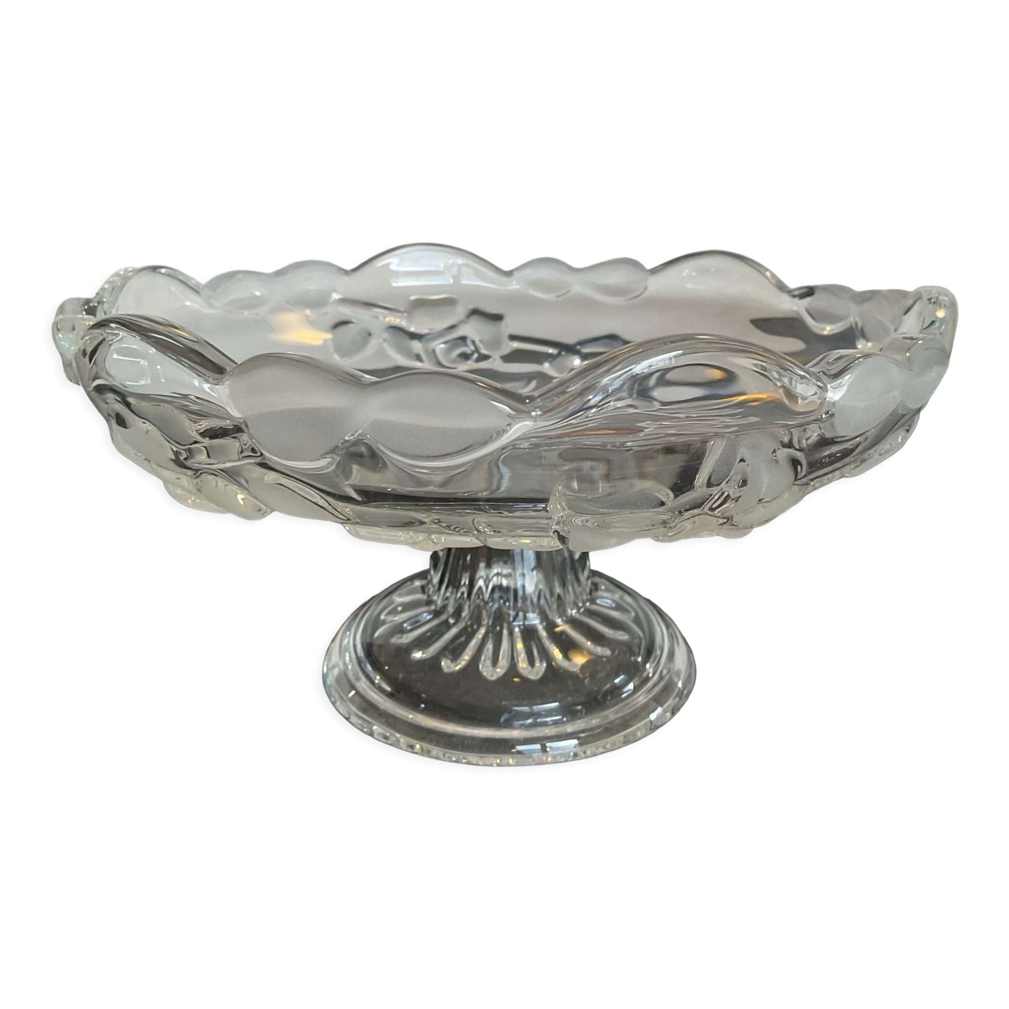 Empty vintage stand pocket in molded glass Germany