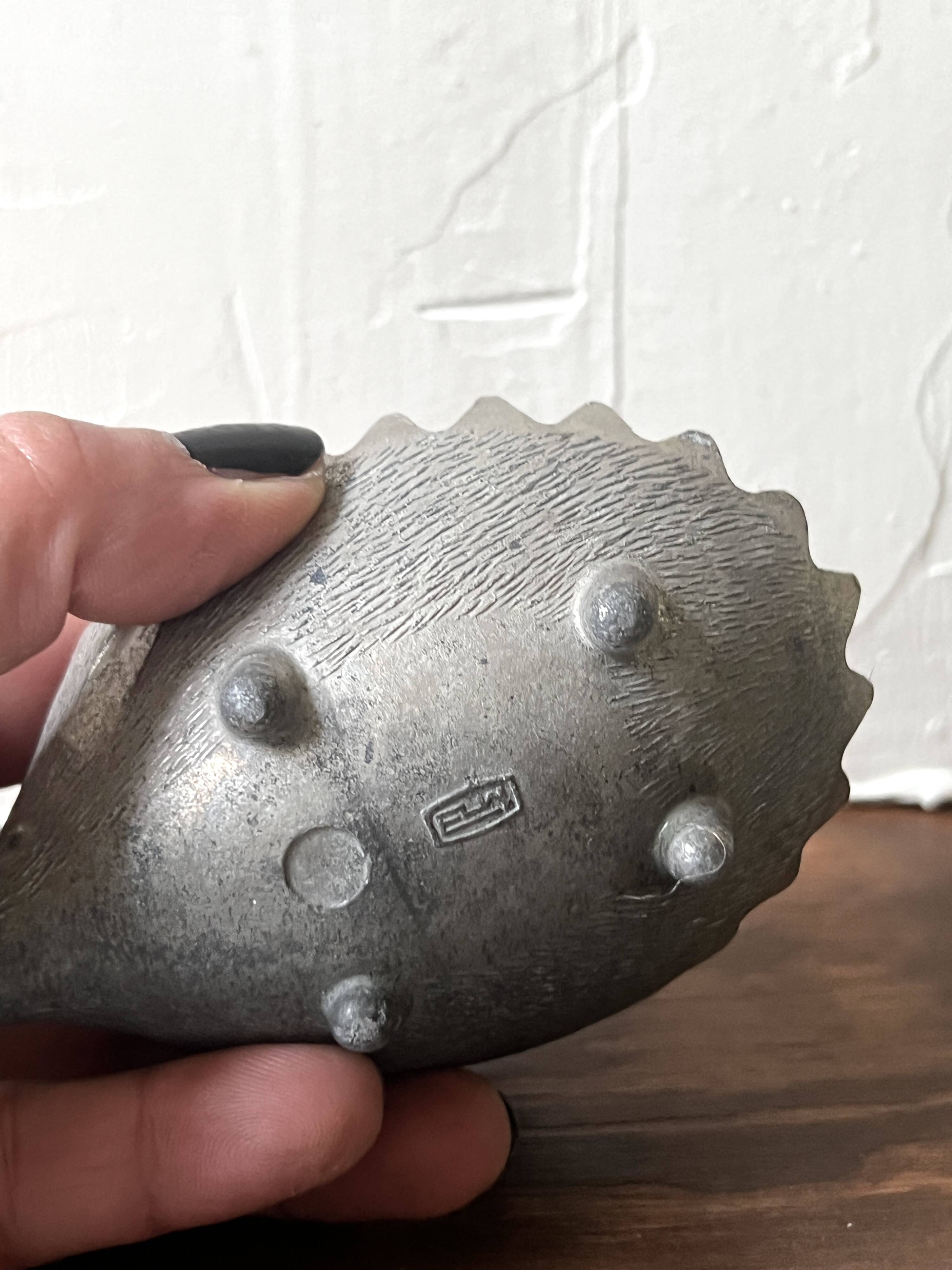 Scandinavian figurine - metal hedgehog ashtray, Walter Bosse 1950