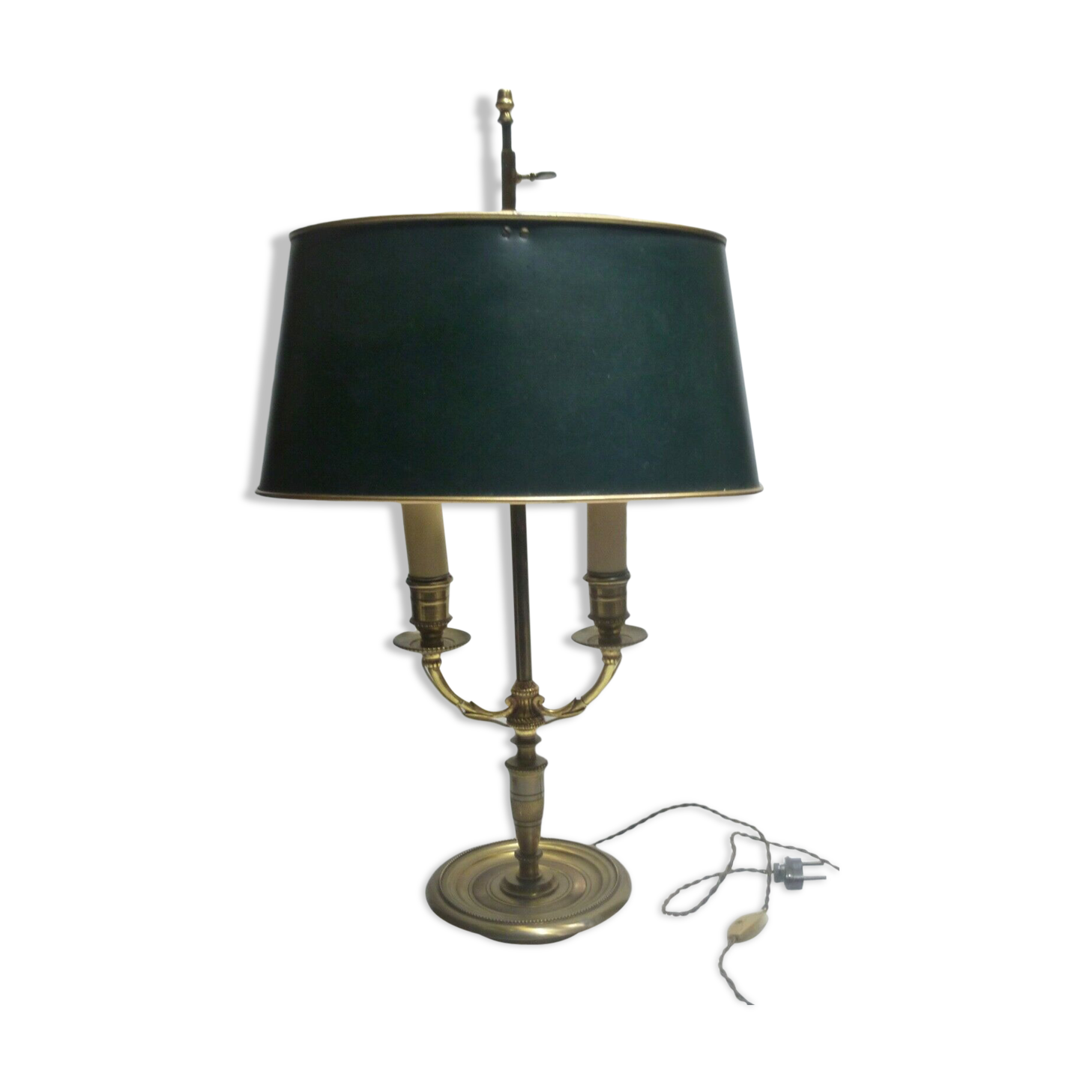 Bronze hot water bottle lamp with tin blind 2 lights