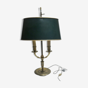 Lampe bouillotte en bronze avec abat-jour en tôle 2 lumières