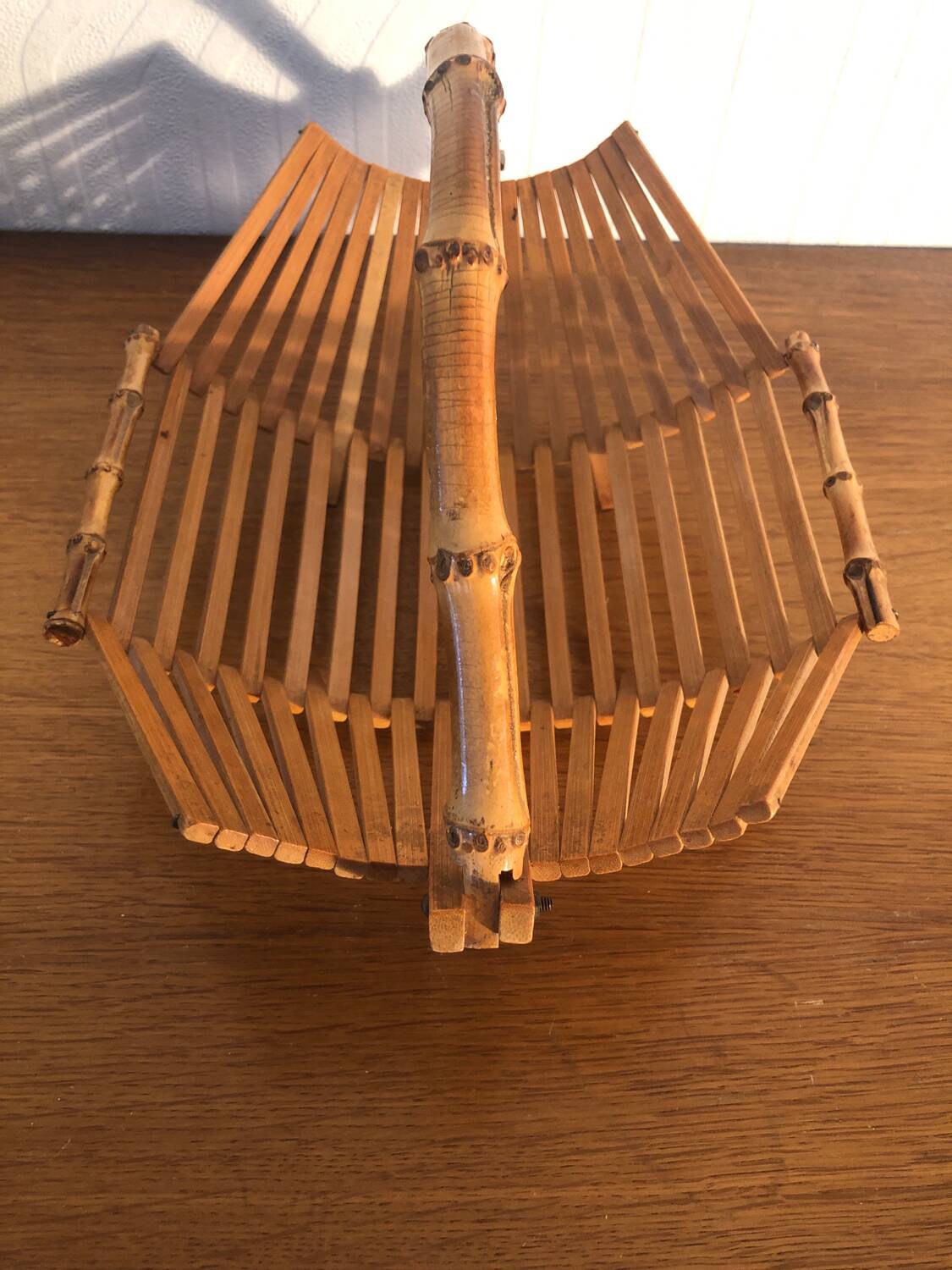 Panier / corbeille à fruits bois et bambou Vintage année 70