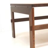 Brutalist wenge coffee table with integrated magazine rack, 1970s