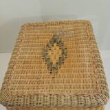 Rectangular woven wicker coffee table /Bamboo /rattan / vintage