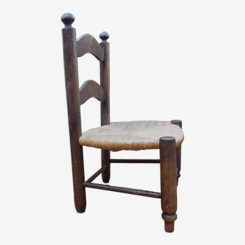 Chaise bois paillée ancienne enfants poupées