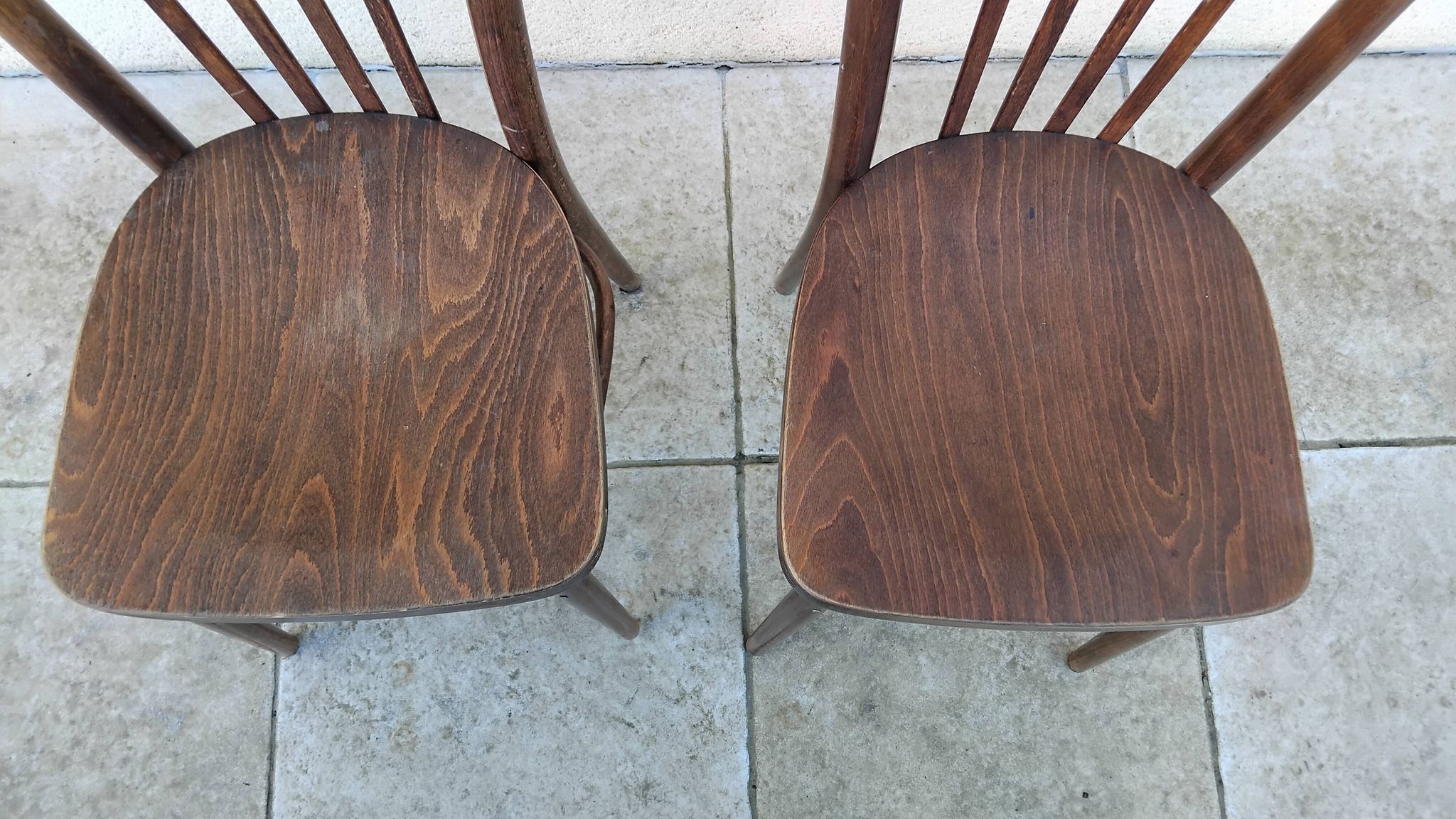 Pair of thonet bistro chairs stamped czechoslovakia vintage