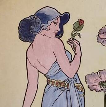 Ceramic dish with Alfons Mucha decor