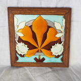 Leaf earthenware checkered underside and maronnier bug - autumn atmosphere - deb. XXth