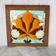 Leaf earthenware checkered underside and maronnier bug - autumn atmosphere - deb. XXth