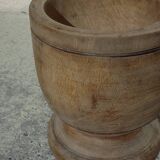 Turned solid wood plant pot