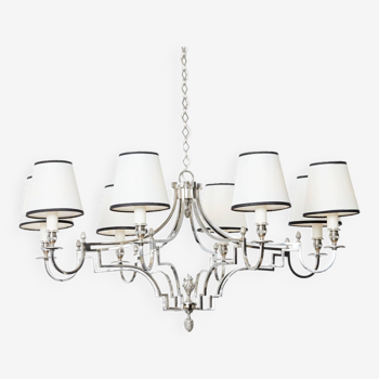 Maison Charles chandelier 8 arms of nickel-plated metal circa 1960