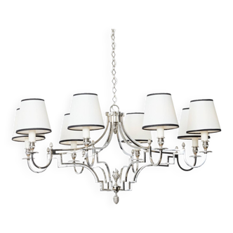 Lustre Maison Charles 8 bras de lumière métal nickelé vers 1960