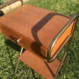 Vintage bedside table 1960 oak and brass