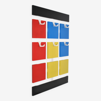 Porte manteau mural inspiration Mondrian 1970