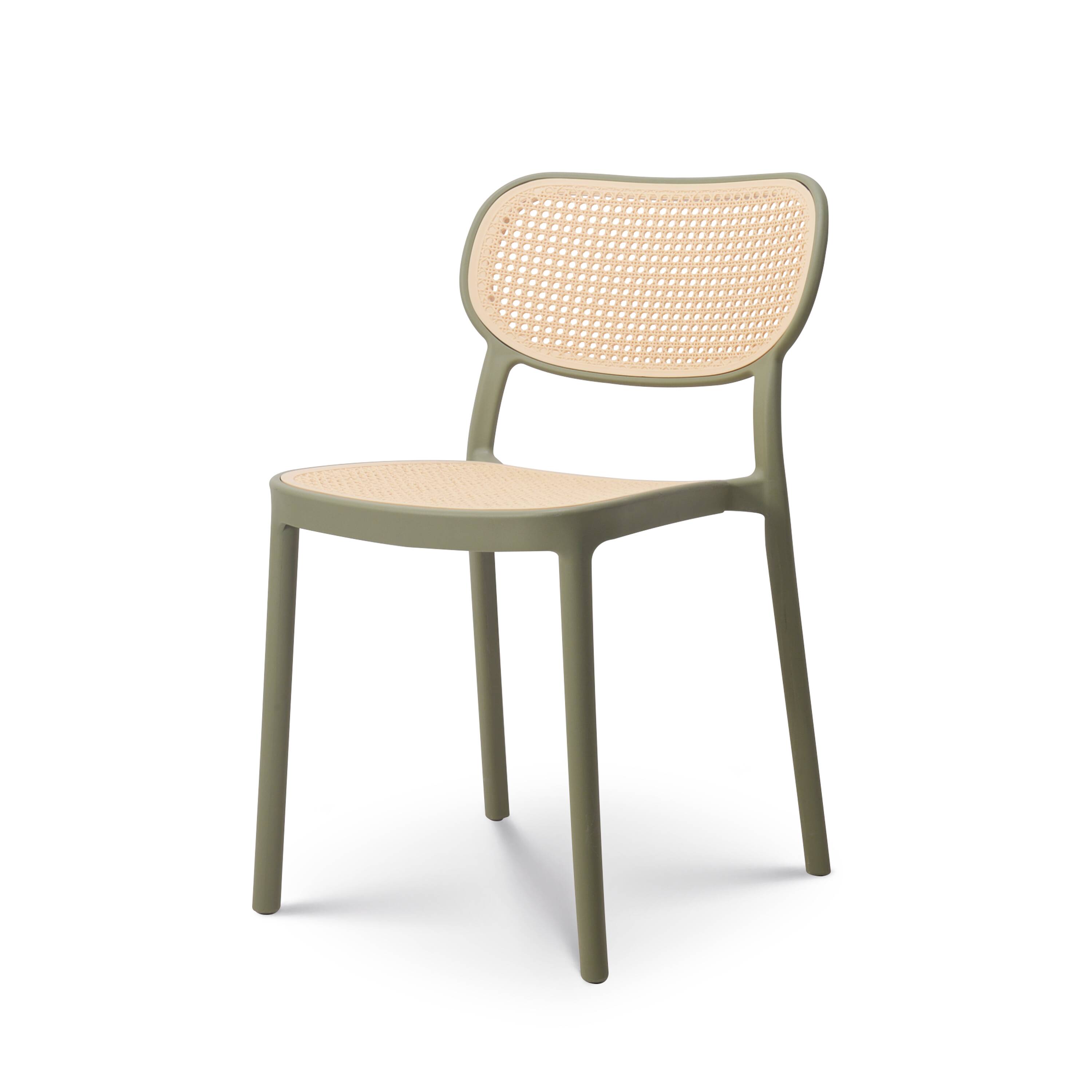 Colorful green chair with retro cane look