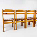 Set of 4 Vintage Pine Chairs, France, 1970s
