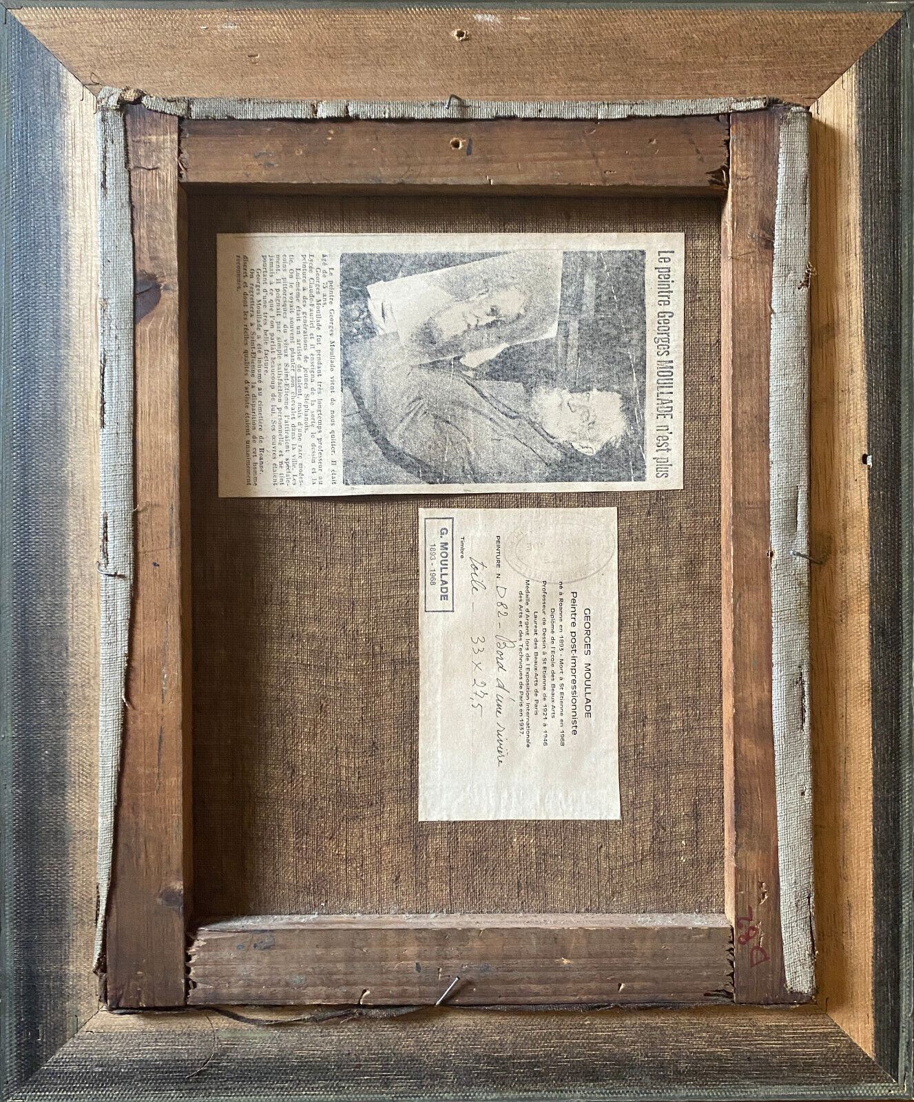 "Forest landscape" painting by Georges Moullade (1893-1968) frame