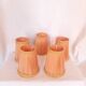 5 lampshades with clips for chandelier, 60s, pleated taffetas peach and golden trimmings