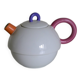 Small Matteo Thun porcelain teapot for Bavaria Schuman Arzberg Germany - Memphis style