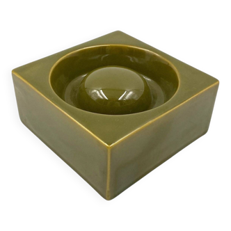 Mid-century green ceramic ashtray, Sicart Italy 1969