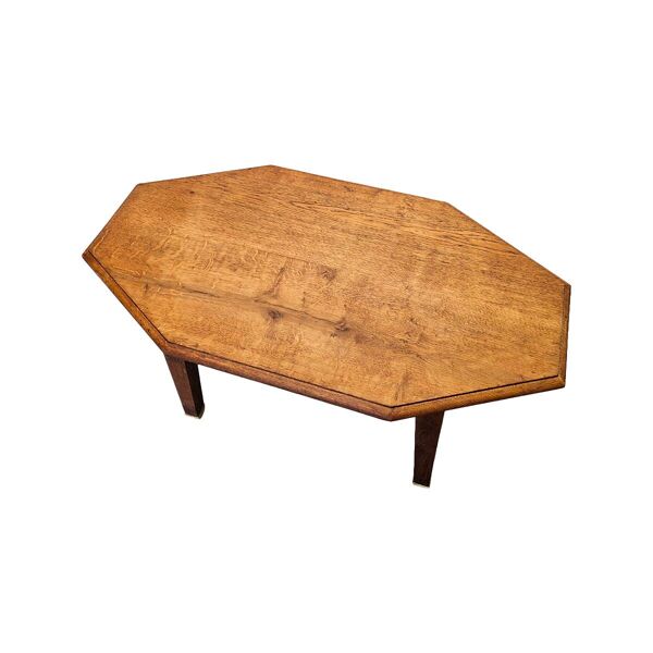 Ancienne table basse française en chêne avec pieds en bronze, années 1900