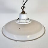 Industrial White Enamel Factory Pendant Lamp, 1960s