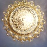 Baguette vintage en glaçure de plafondlamp, bulle reliëf space age, jaren 1970