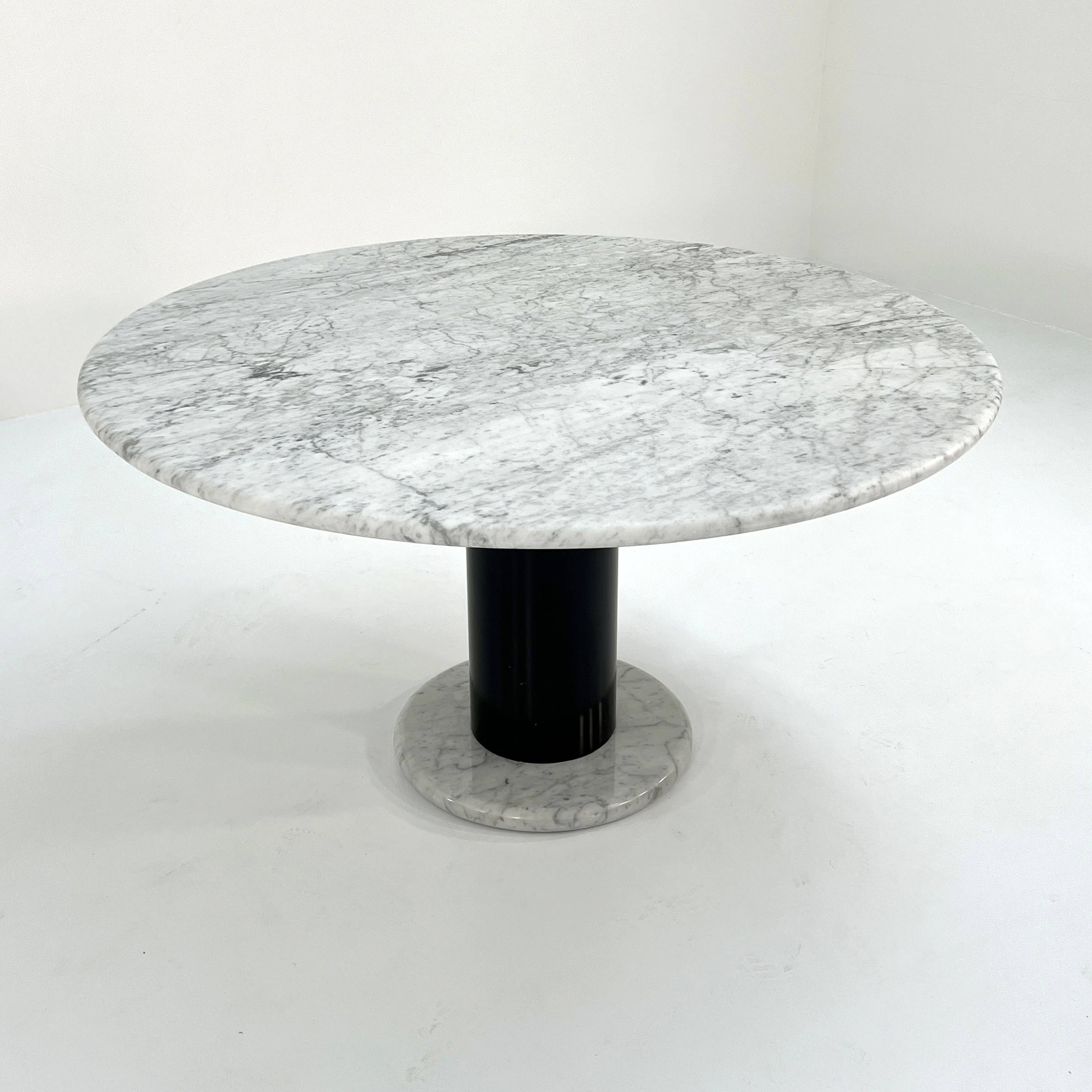 Table 120 cm in Loto Rosso marble by Ettore Sottsass for Poltronova, 1970