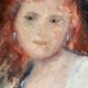 Tableau pastel signé portrait femme rousse