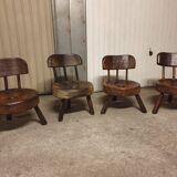 Ensemble de 4 chaises brutaliste Brésil Mid-Century