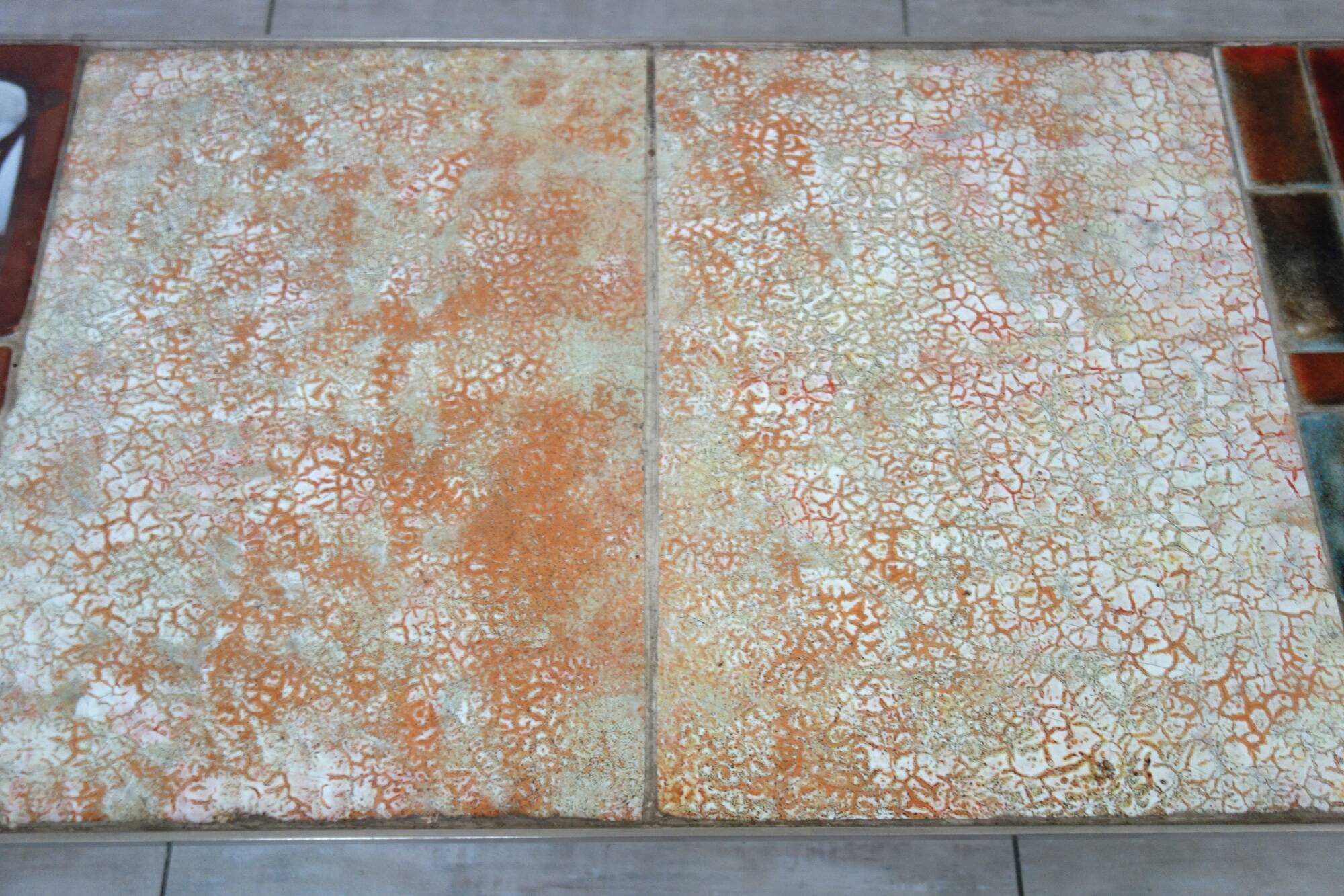 Jean Gregorieff coffee table for Roche Bobois, ceramic and brushed steel