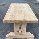 Restored 19th-century monastery dining table in solid oak, 220cm