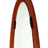 Design mirror with frame in teak, 50s - 140x30cm