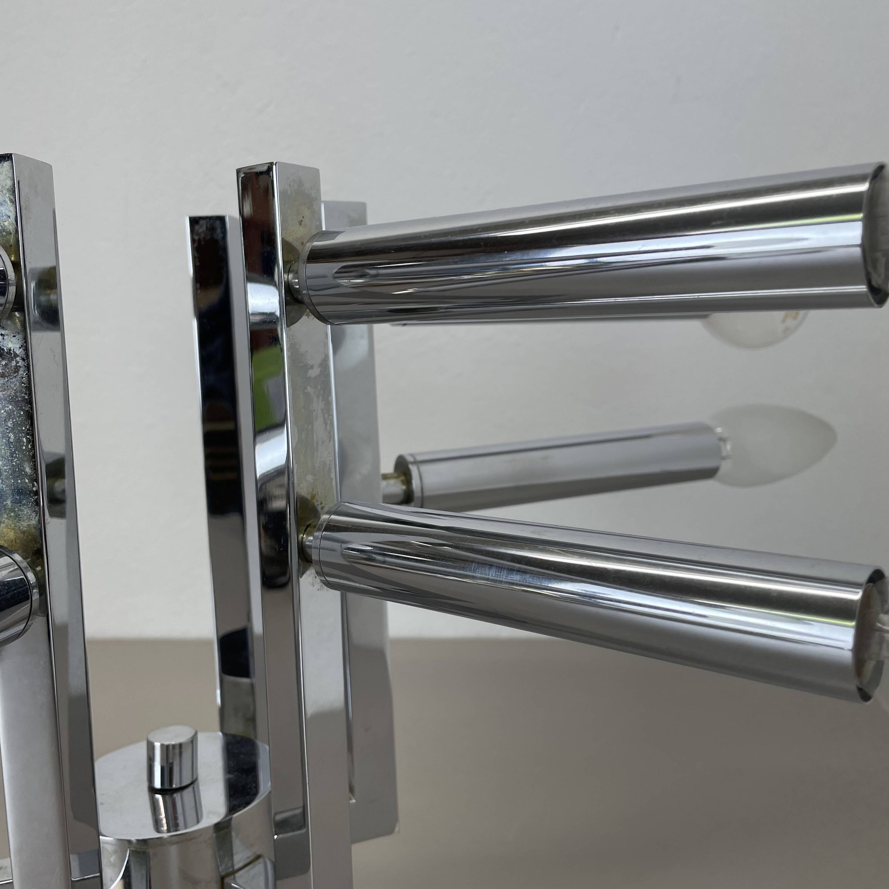 Modernist Huge chromed SPUTNIK Sciolari Style Ceiling Light, Italy, 1970s