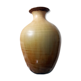 Mustard yellow ceramic vase 20th century Jean-Luc Noël