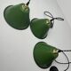 Set of 3 enamelled conical industrial pendants