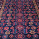 Long Vintage Persian Hamadan Rug, Traditional Oriental Blue Wool Runner 117x425cm