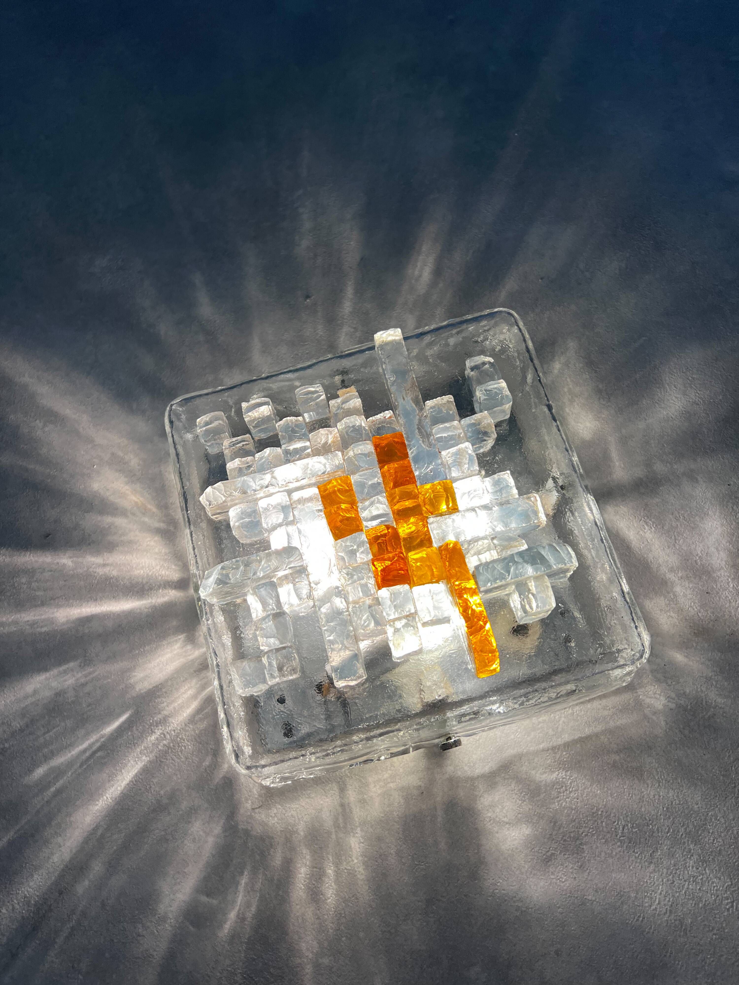 Vintage PoliArte Glass Wall / Ceiling Lamp — Italian Sculptural Lighting