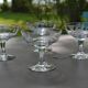 4 original antique champagne glasses in Belgian engraved glass